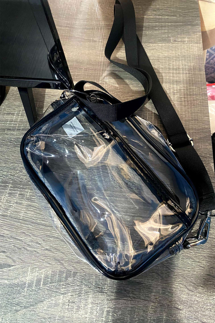 Multi-Pocket Contrast Edge Detachable Strap Clear Shoulder Bag