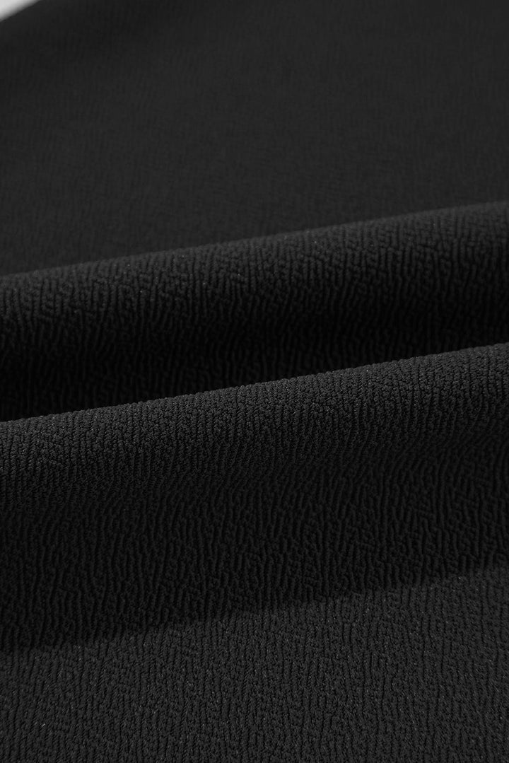 Black Plus Size Knot Waist Textured Shift Pants
