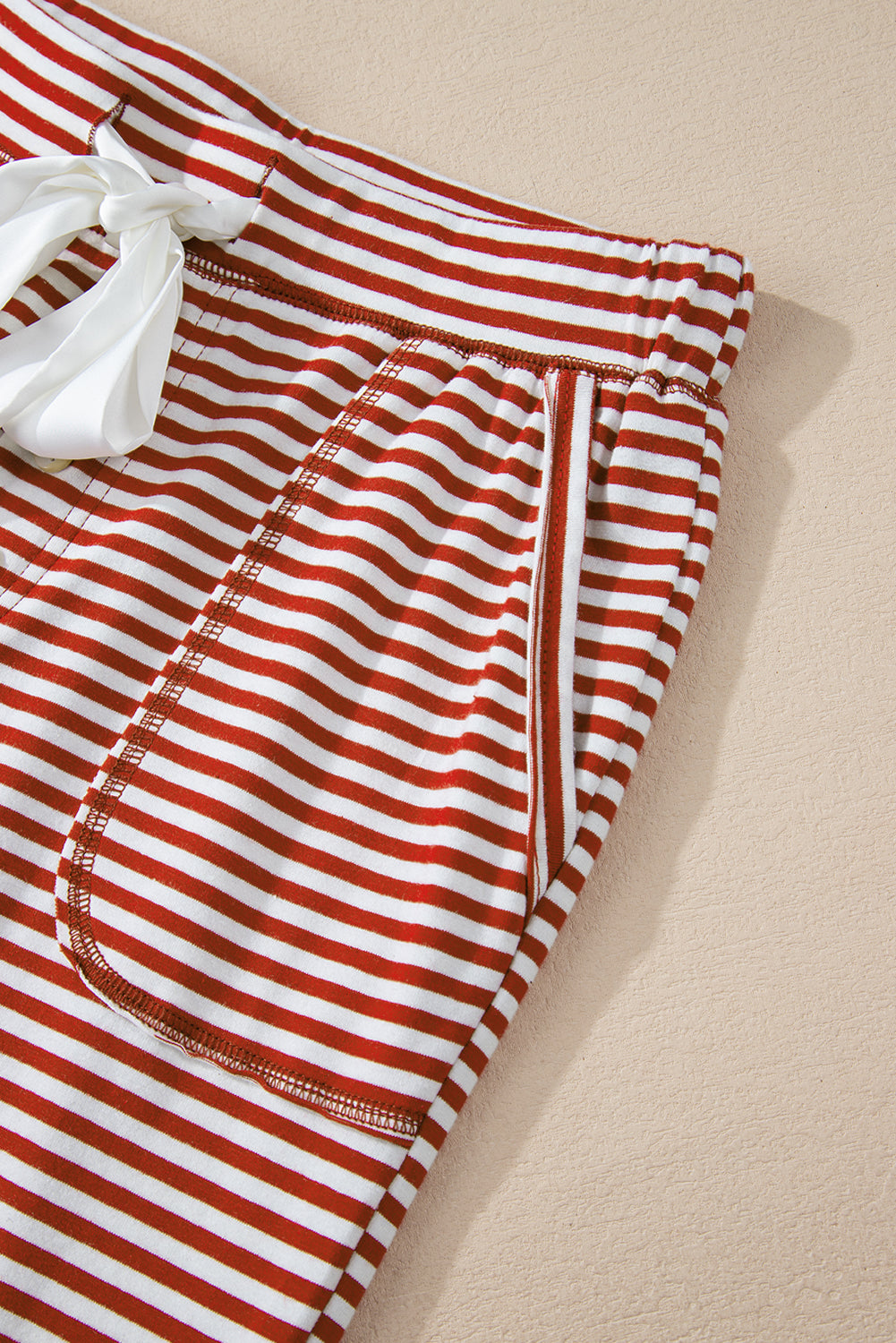 buttoned v neck top and knotted waist pants lounge set