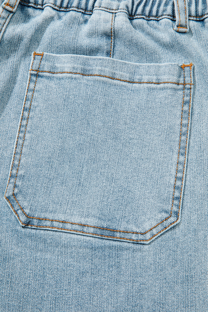 Beau Blue Solid Full-Length Regular Pocket Detail Denim Jeans