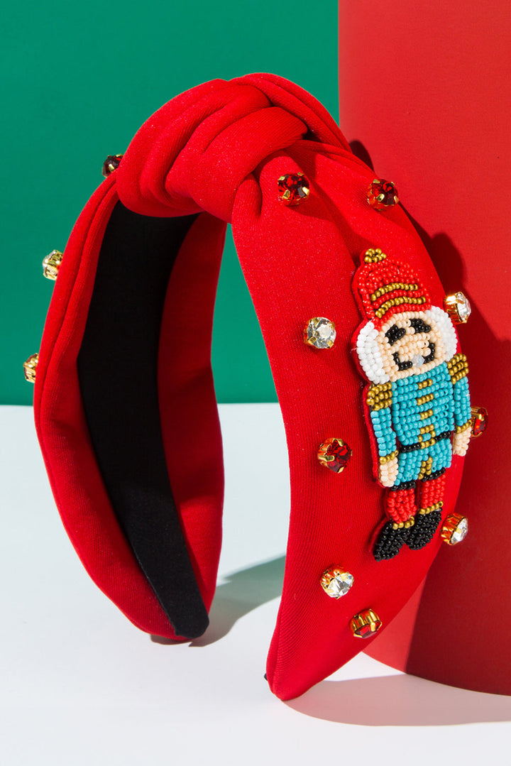 Serre-tête noué en perles de Noël avec strass et motif Casse-Noisette