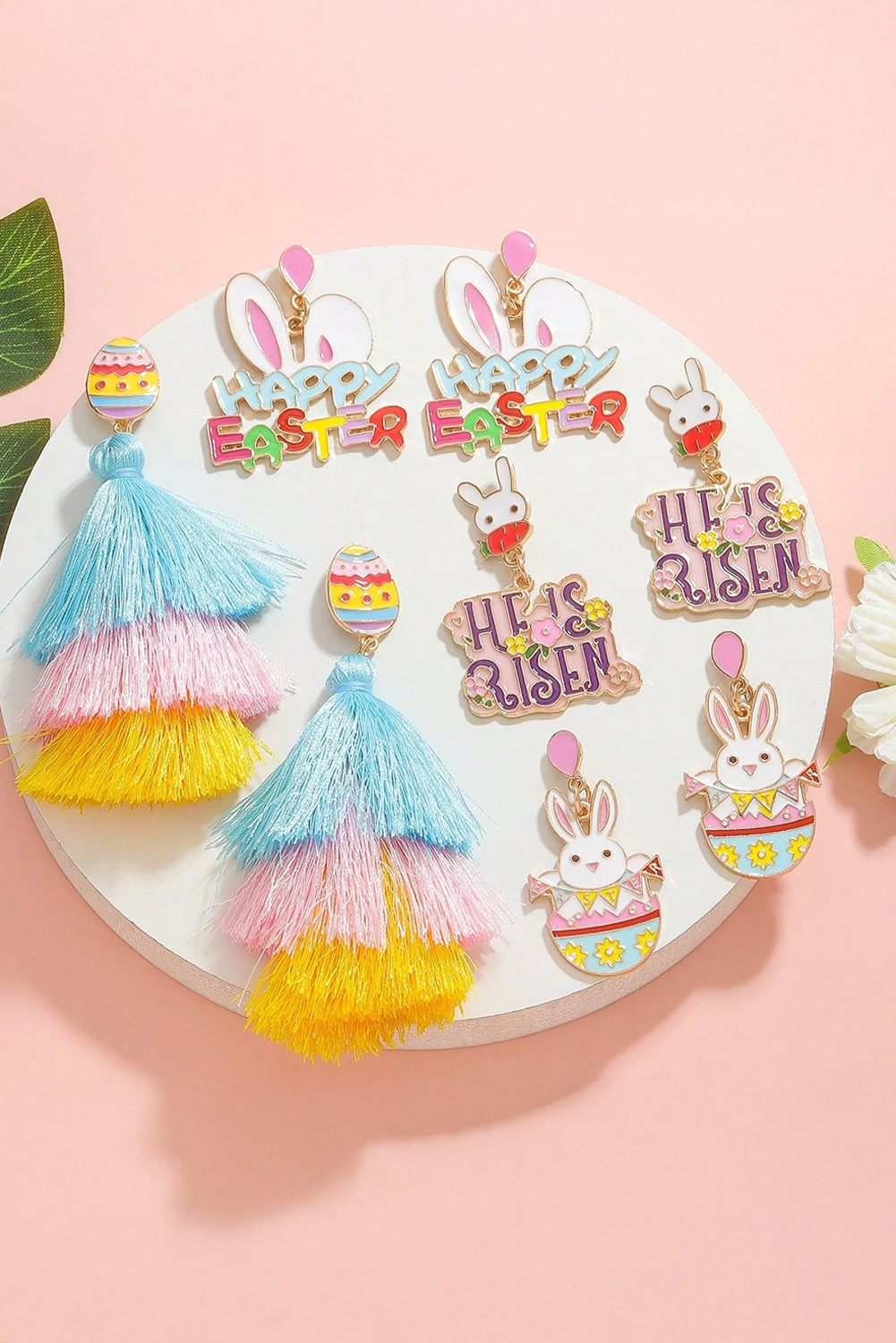 Boucles d'oreilles pendantes à motif d'oreilles de lapin de Pâques