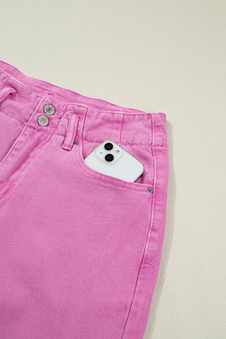 Bonbon 2-Button High Waist Wide Leg Jeans
