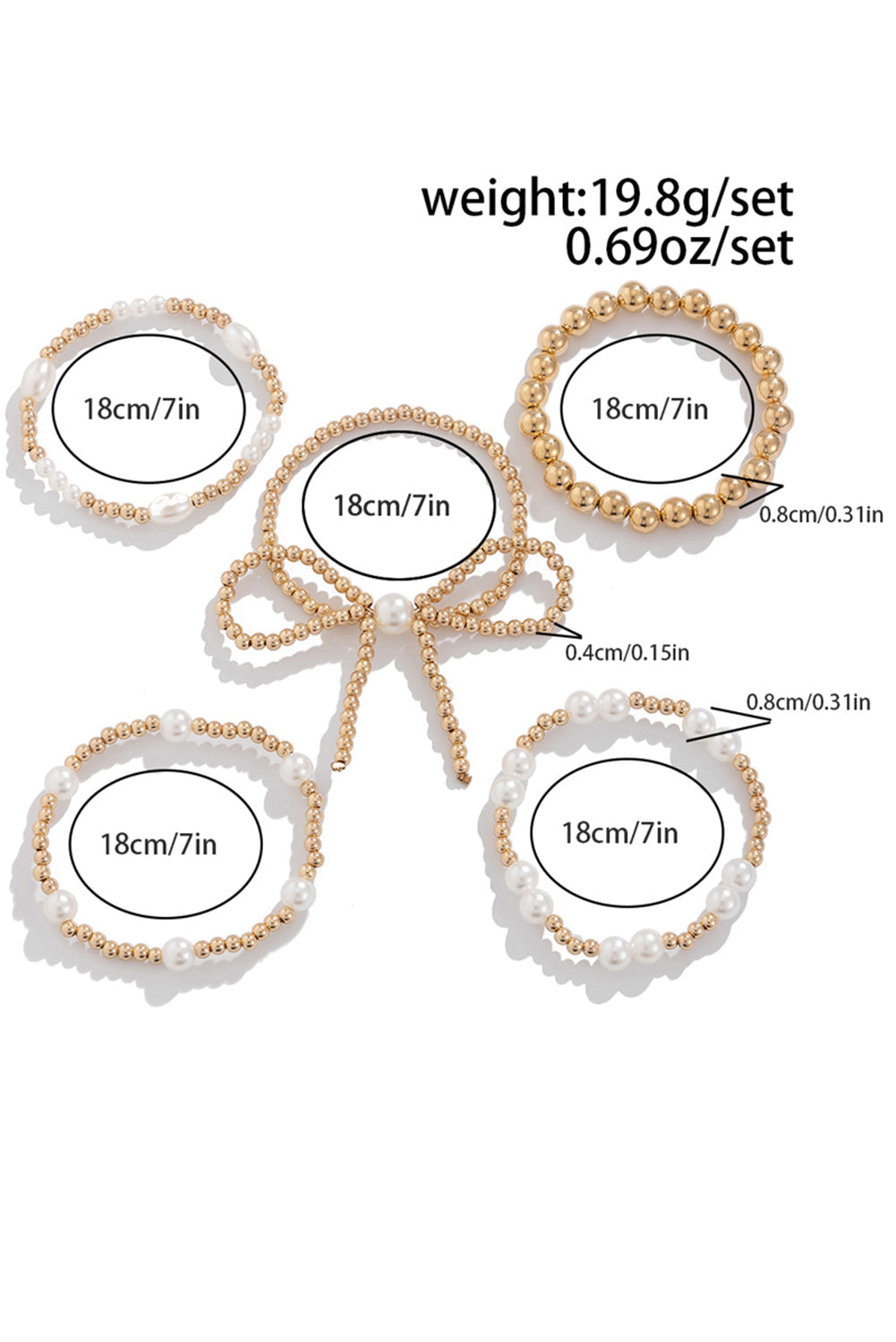 Bow Knot Pearl Beaded Multi Layered Bracelet Set