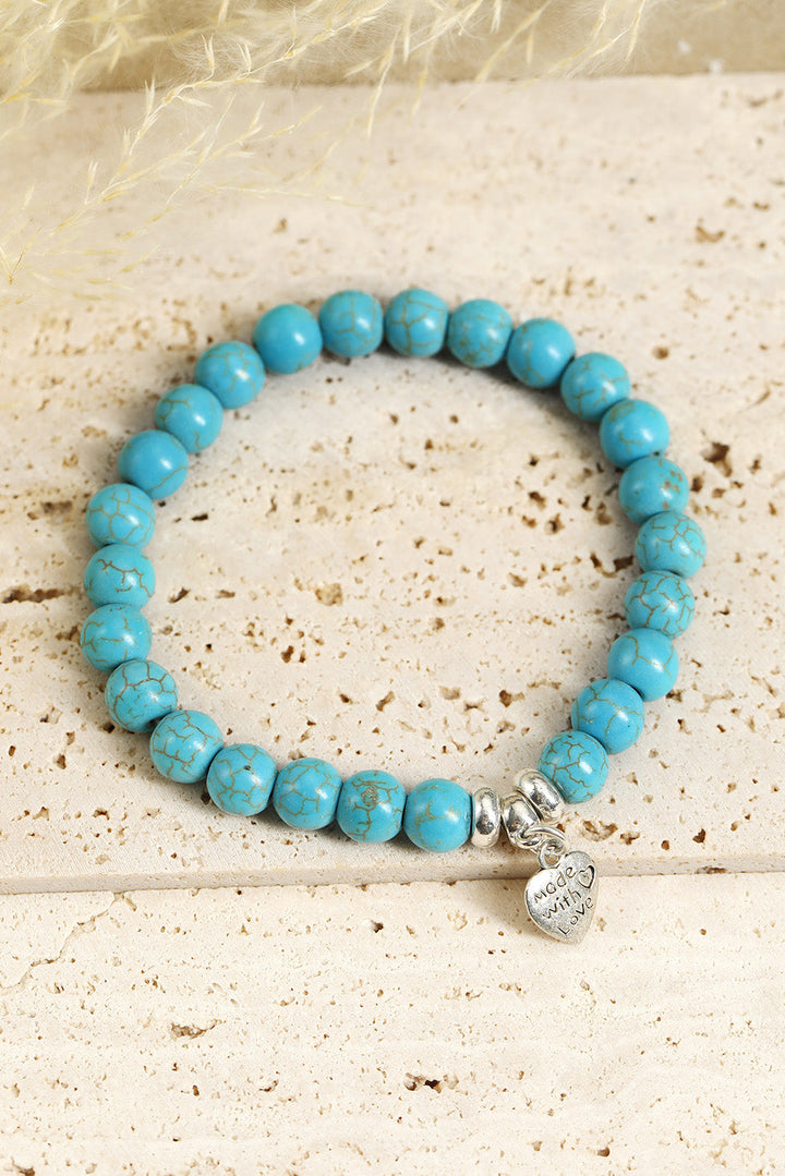 Bracelet Western avec pendentif cœur et perles turquoises