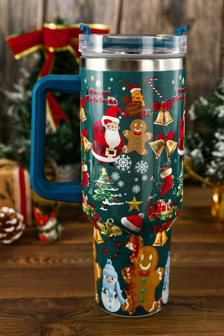 Gobelets en acier inoxydable avec poignée et imprimé de Noël, 1 134 ml