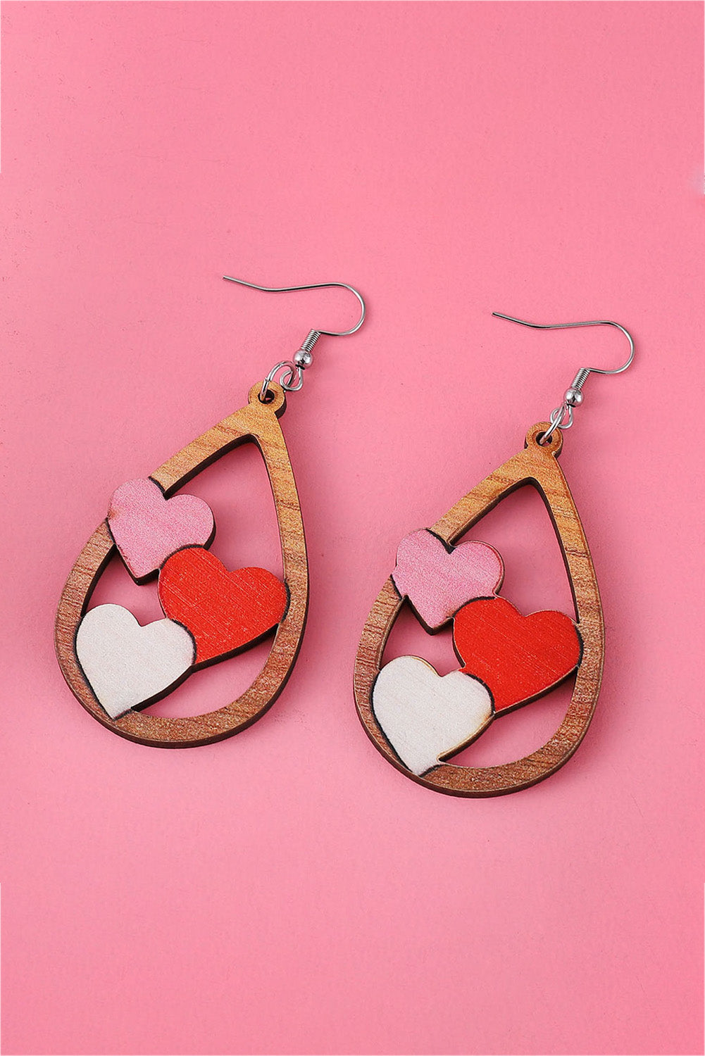 Boucles d'oreilles goutte d'eau à 3 cœurs pour la Saint-Valentin