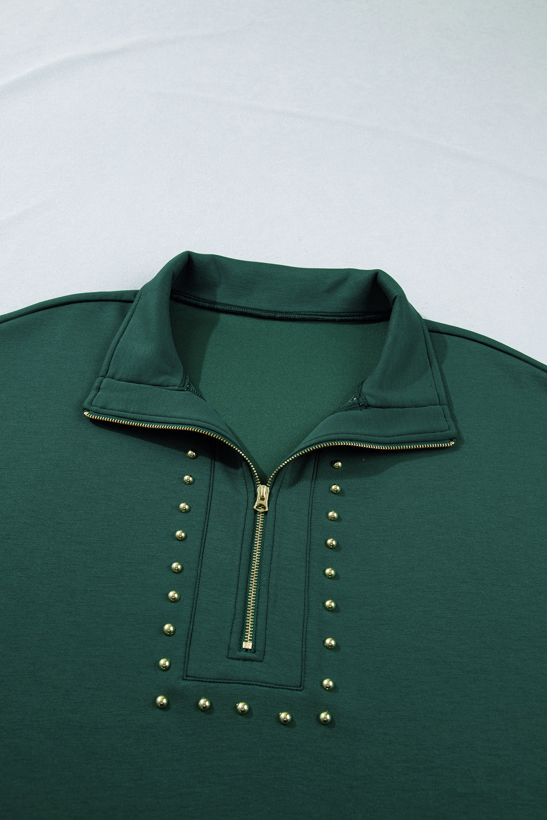 Evergreen Glow Studded Zip up Plus Size T Shirt Dress with Pockets