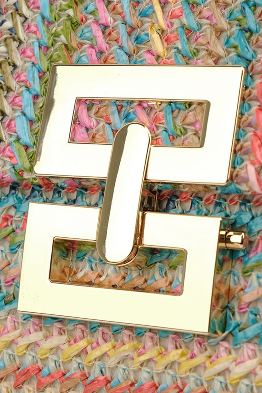 Woven Metal Clasp Flap Handbag