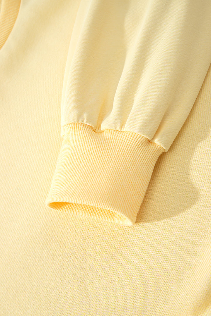 Yellow Cream Eyelet Embroidered Lace Patchwork Cropped Pullover Drawstring Pants Set