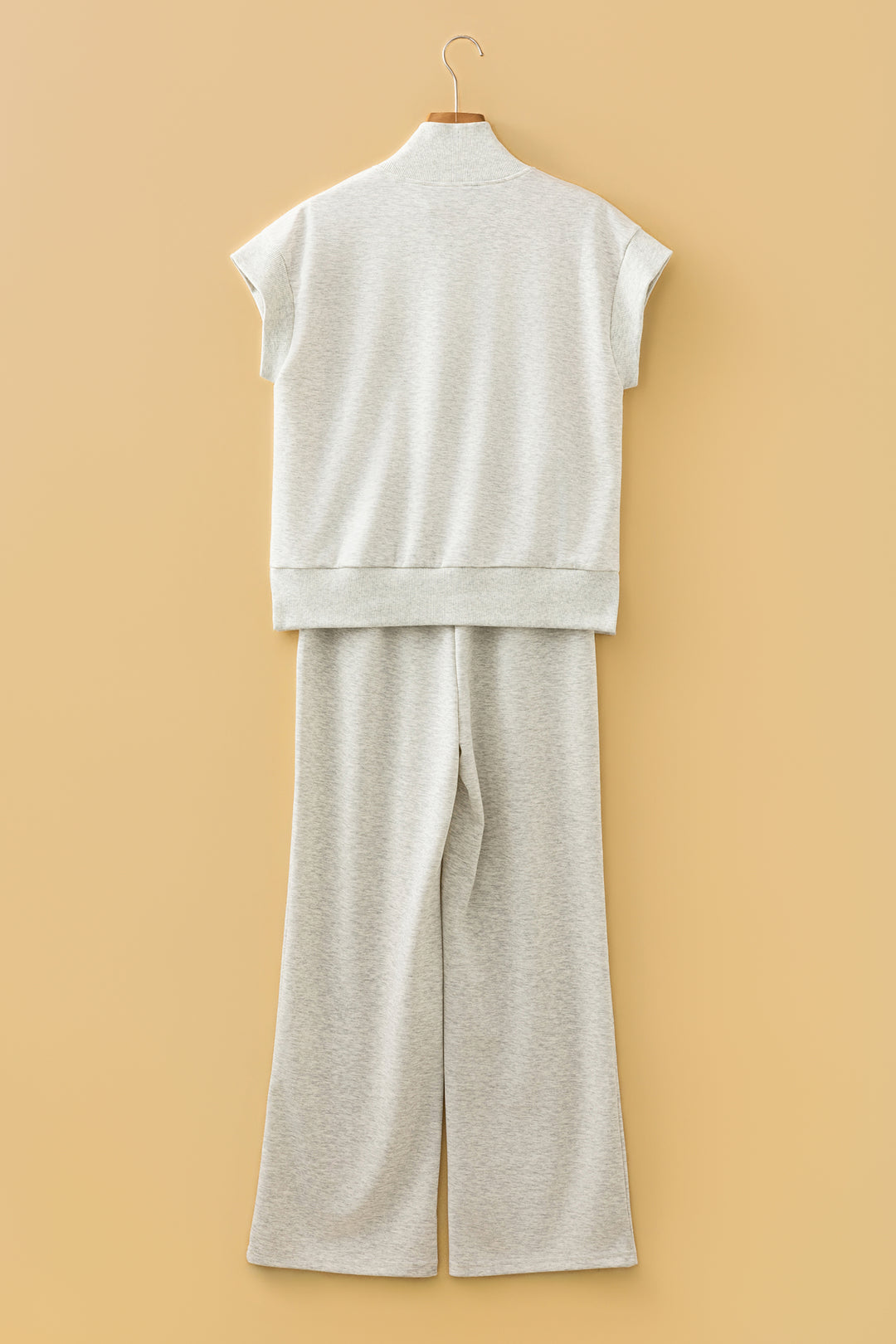 Light Grey Half Zip Polo Tee Casual Pant Set