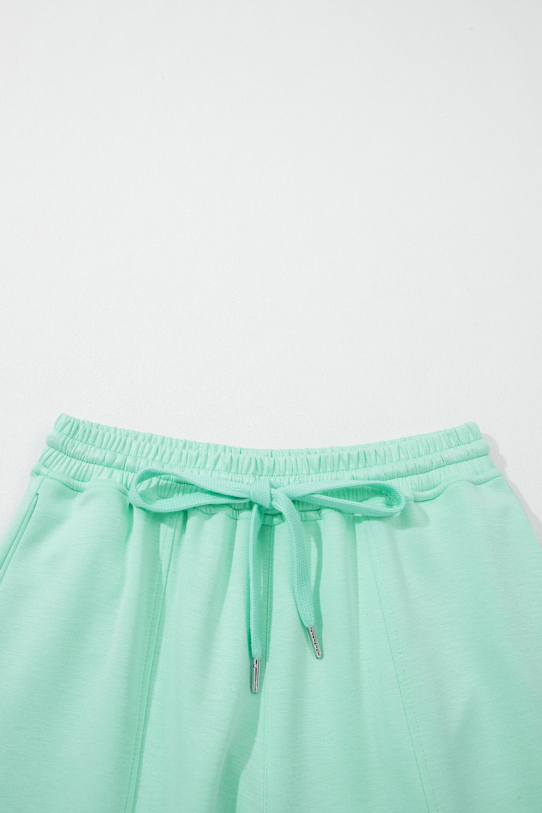 Moonlight Jade Drawstring Elastic Waistband Solid Color Two Piece Casual Set