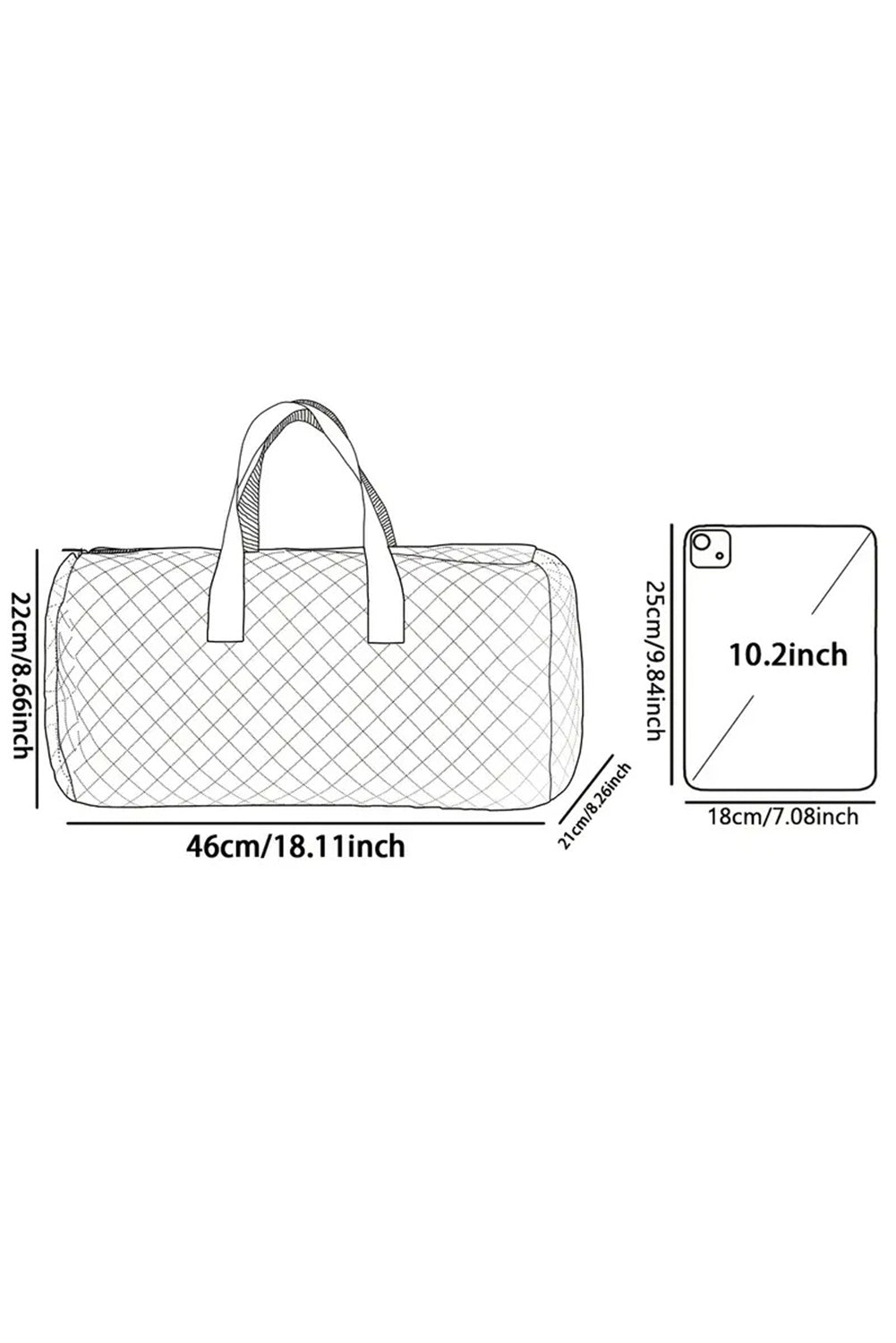 Grand sac de sport matelassé à fermeture éclair et imprimé en forme de cœur