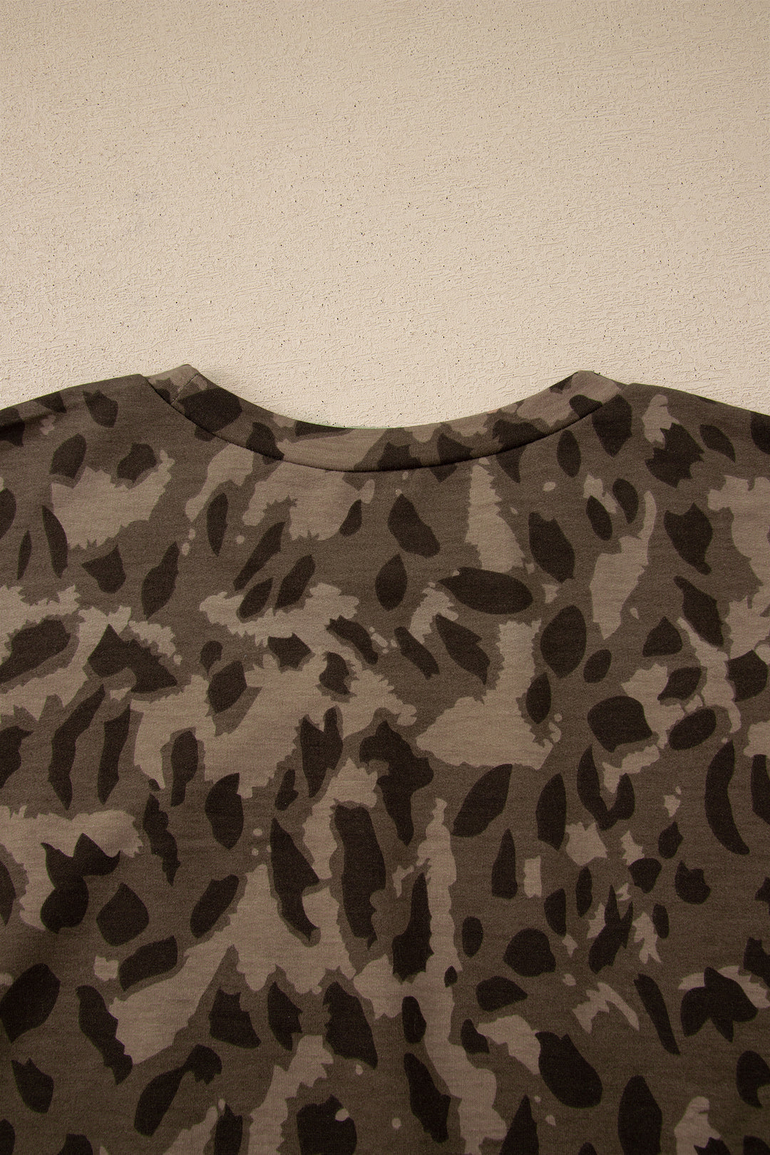 Brown Leopard Print Raw Seam Patchwork Pullover Drawstring Loose Pant Set