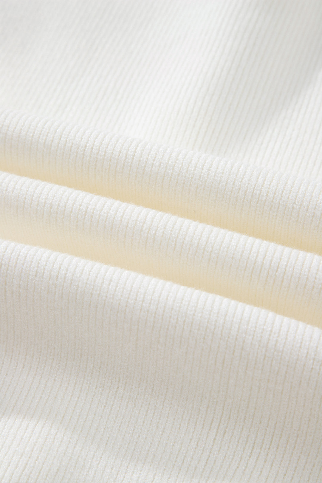 White Solid Color Sleeveless Knit Button Pocketed Sweater