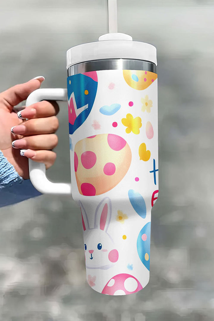Gobelet isotherme imprimé « Joyeuses Pâques » avec œufs de lapin