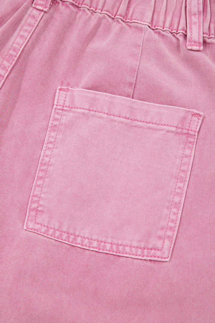 Pink Beaded Side Detail Split Loose Jeans