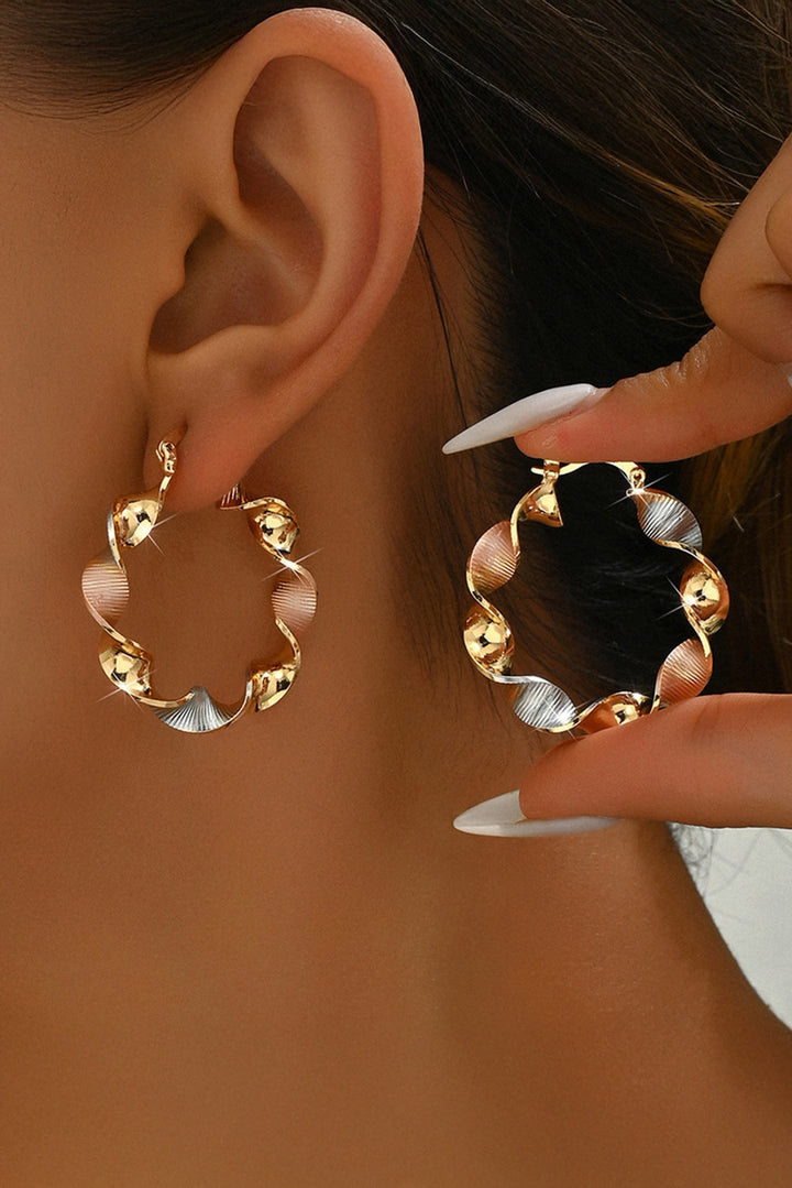 Boucles d'oreilles créoles en alliage plaqué torsadé