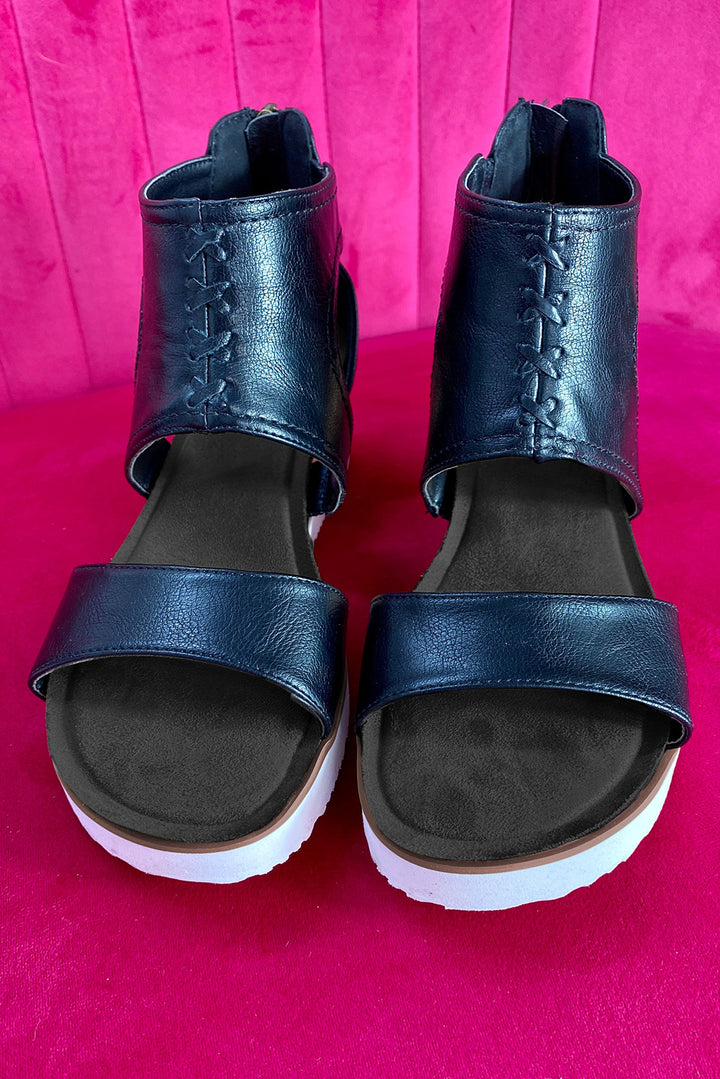 Crisscross Detail Hollowed Leather Gladiator Sandals