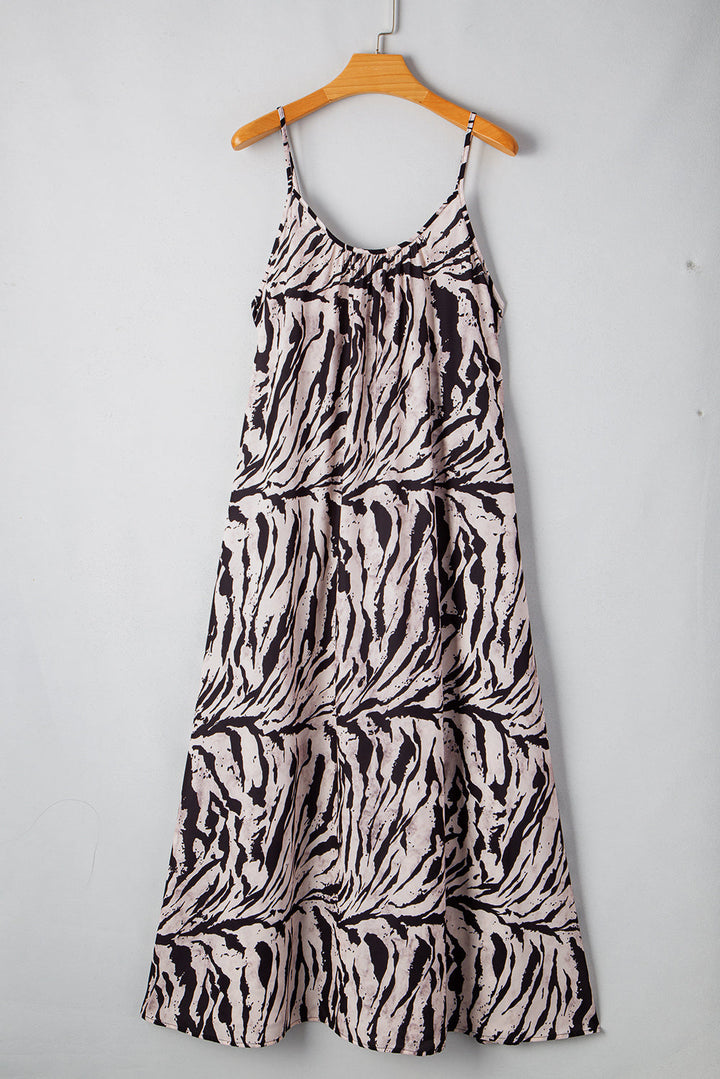 Abstract Print Open Back Boho Loose Maxi Sundress