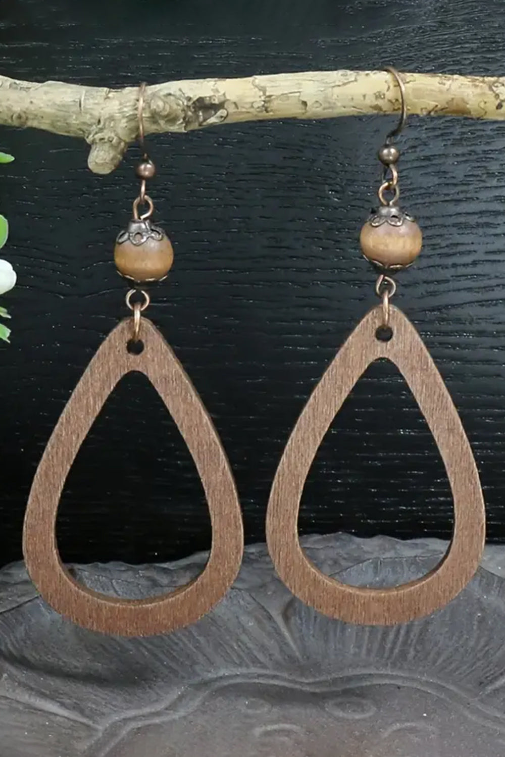 Vintage Hollowed Waterdrop Shape Hook Earrings