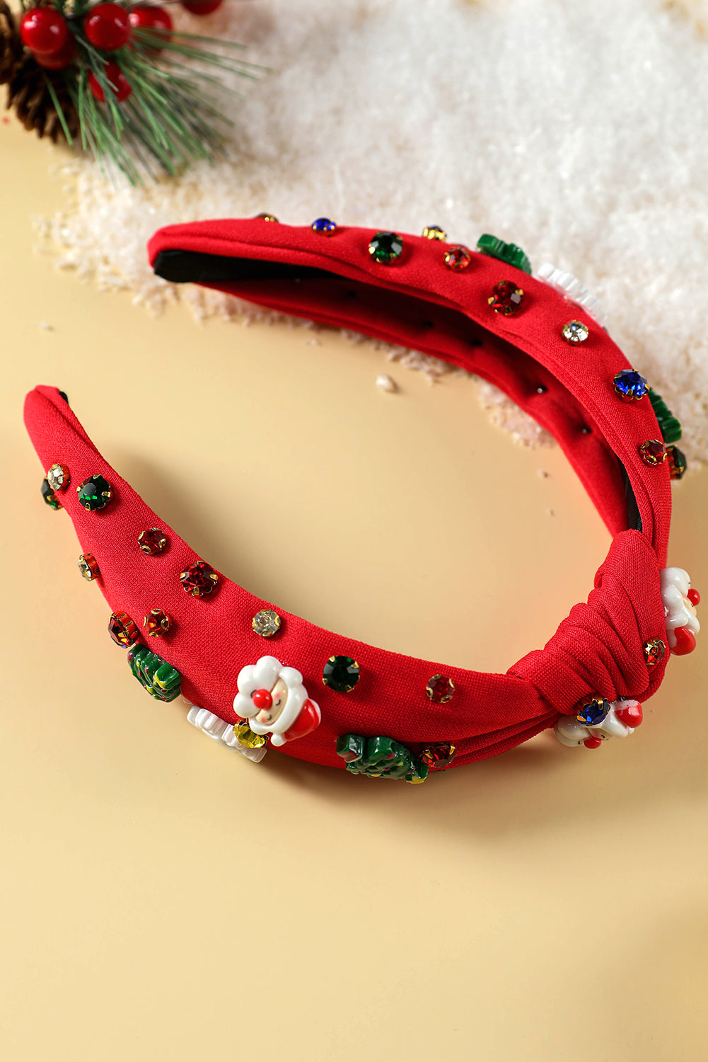 Bandeau noué en strass à motif de Noël
