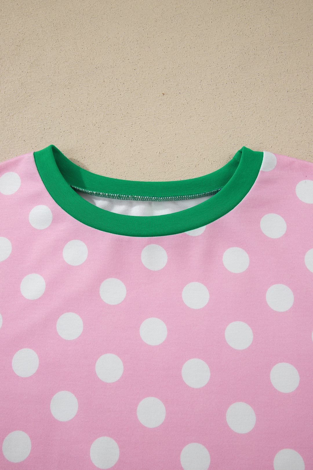 Pink Polka Dot Contrast Edge Casual Short Set