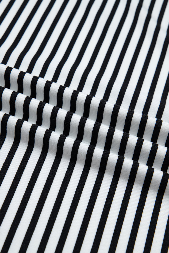 Black Stripe Plus Size Loose Straight Casual Pants