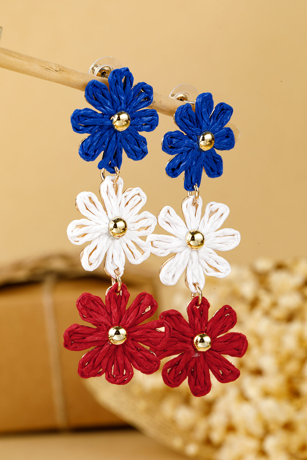 Boucles d'oreilles pendantes à fleurs au crochet