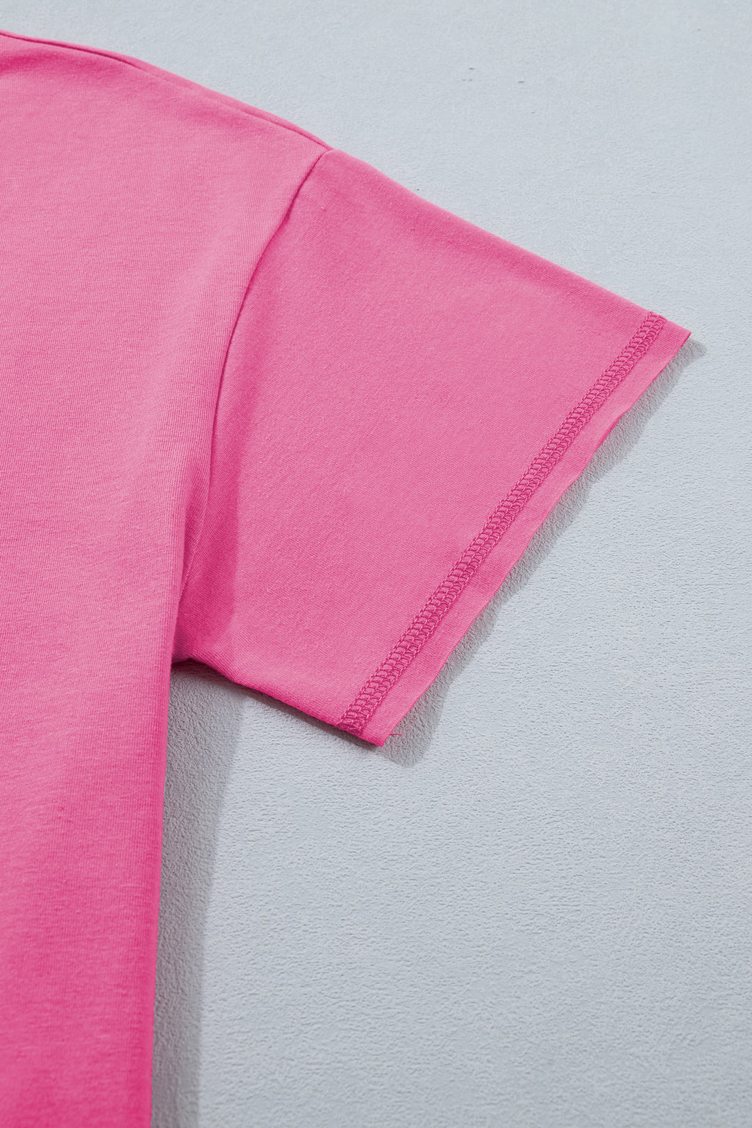 Bright Pink Seam Detail Raw Edge Tee Rainbow Waistband Casual Short Set