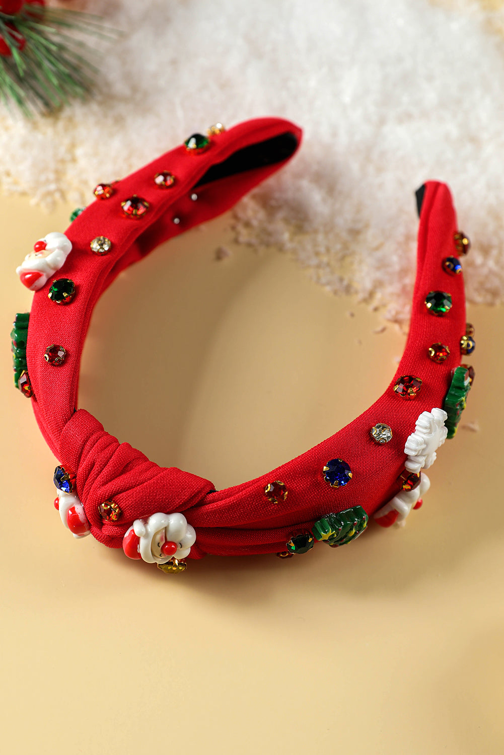 Bandeau noué en strass à motif de Noël