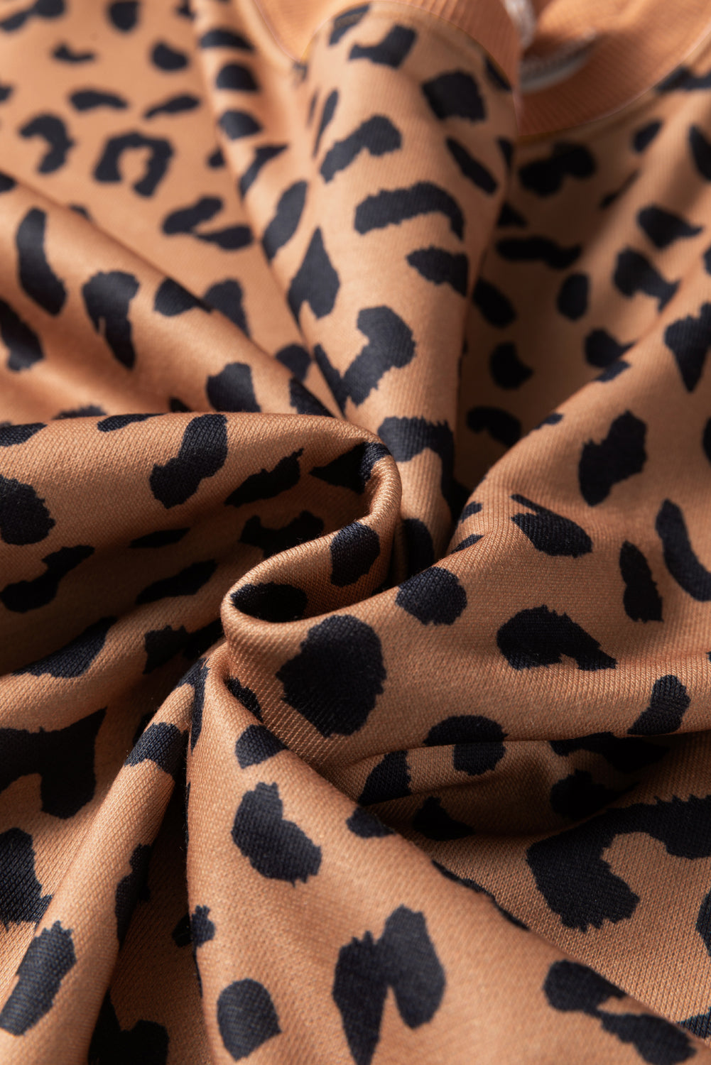 Color Block Patchwork Leopard Casual Sweatshirt with Slits