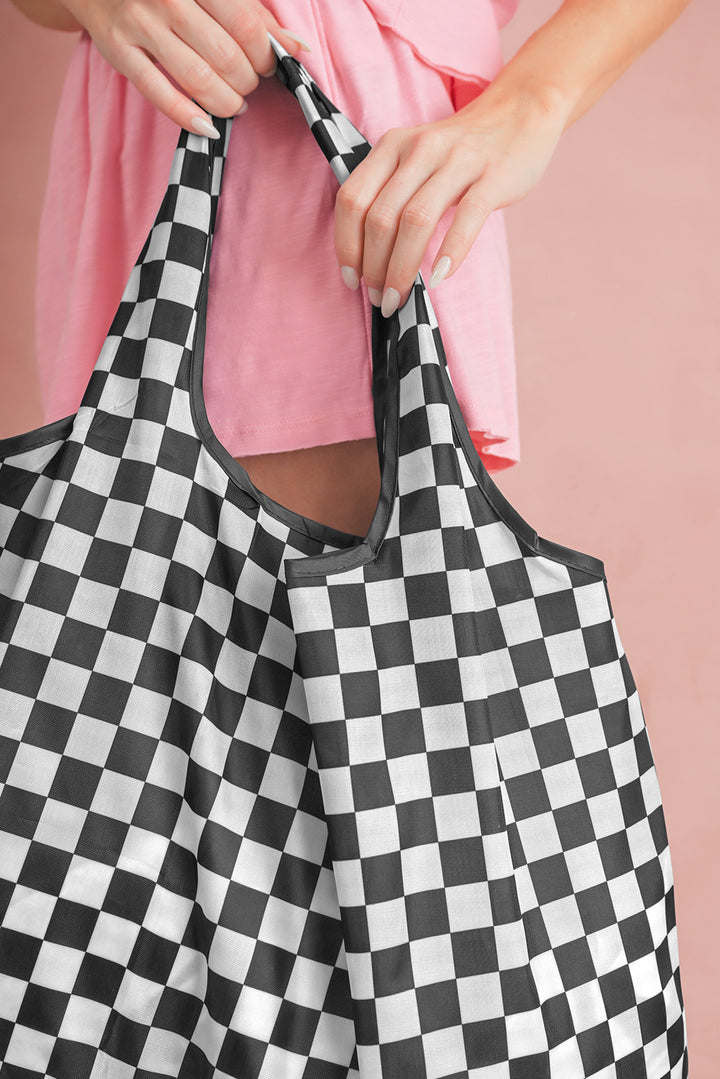 Große Canvas-Umhängetasche mit Karomuster