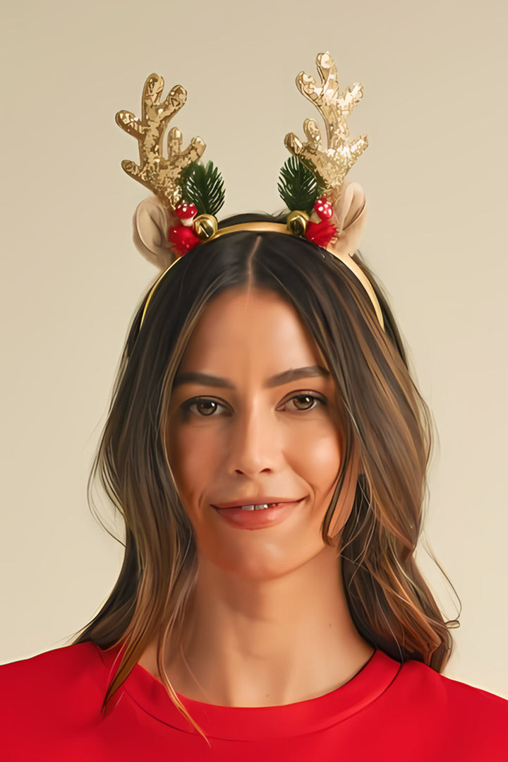 Christmas Reindeer Sequined Bell Headband