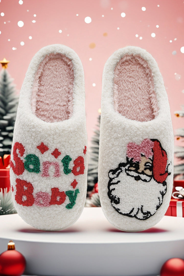 Plush Santa Baby Christmas Asymmetric House Slippers