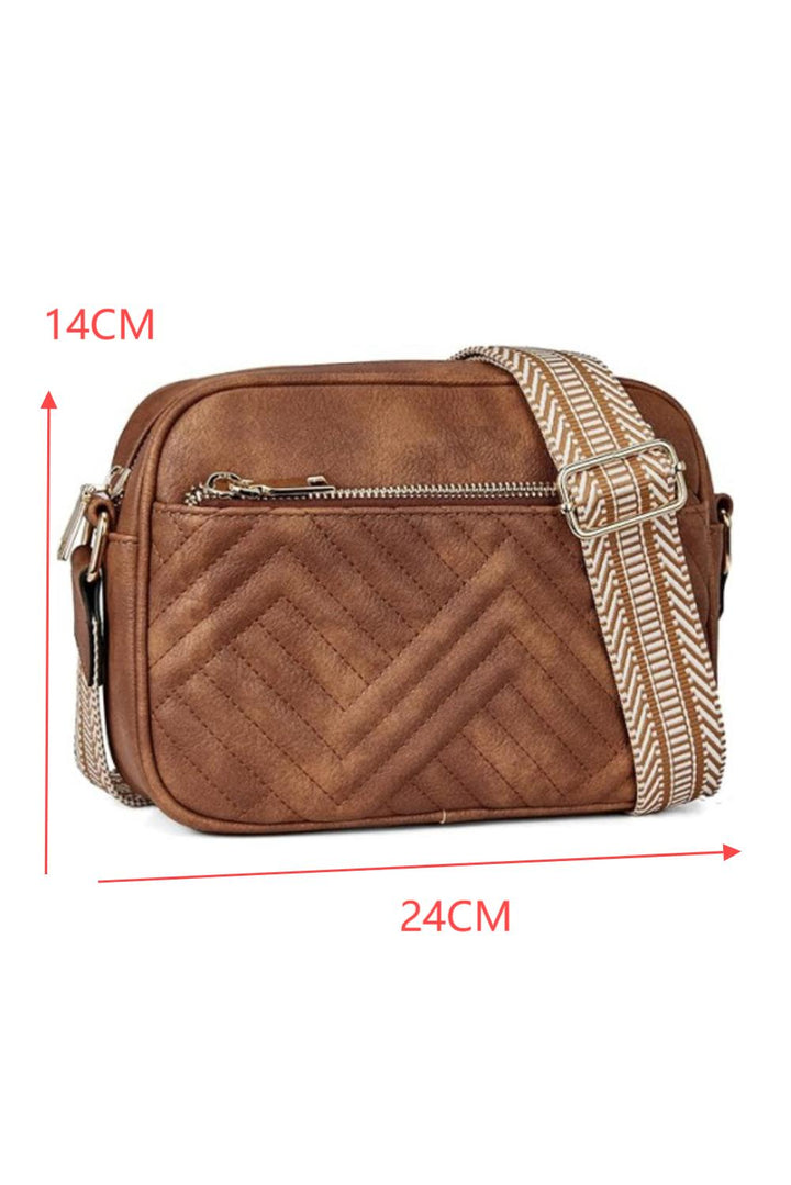 Quilted Faux Leather Crossbody Bag 22*6*16cm