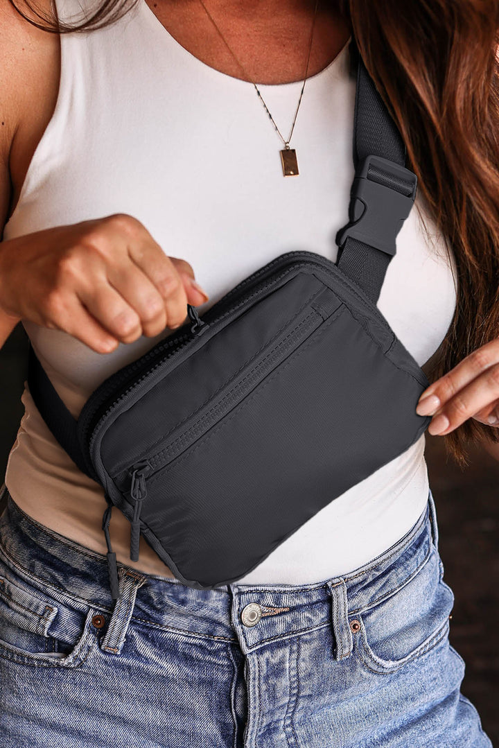 Wide Belt Zipped Square Crossbody Bag