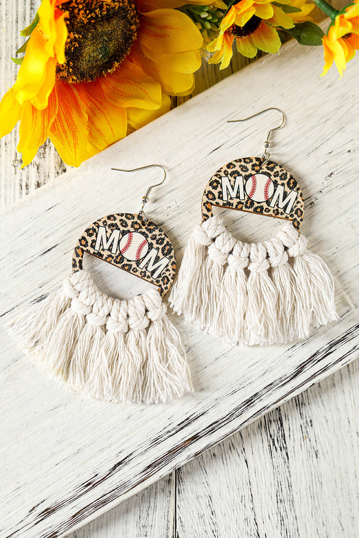 Boucles d'oreilles à franges et crochets à imprimé léopard Rugby Football MOM