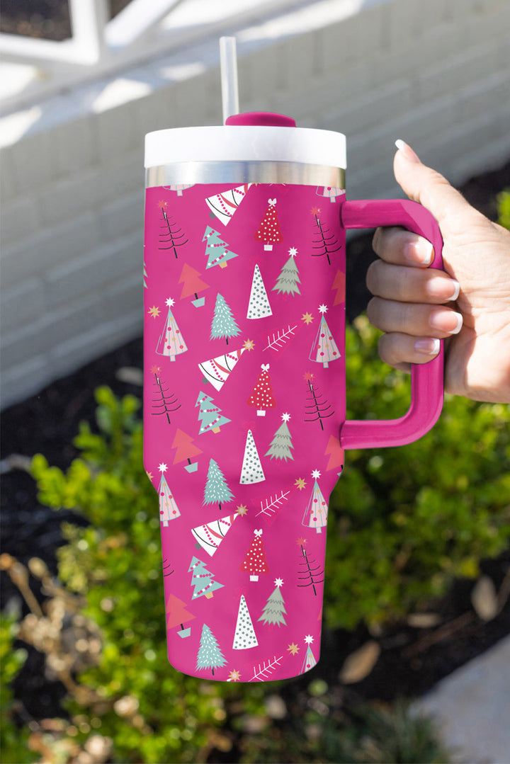 Cartoon Christmas Tree Printed Thermos Cup 40oz