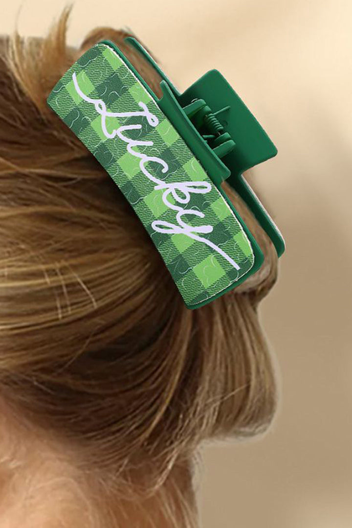 St. Patricks Plaid Lucky Pattern Claw Clip