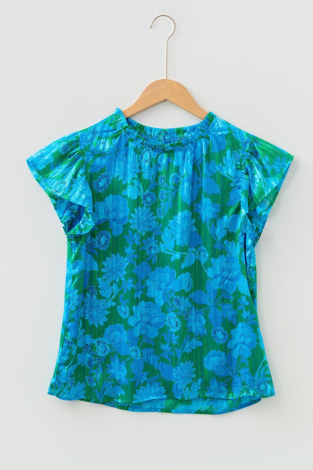 Floral Print Ruffled Sleeve Summer Blouse