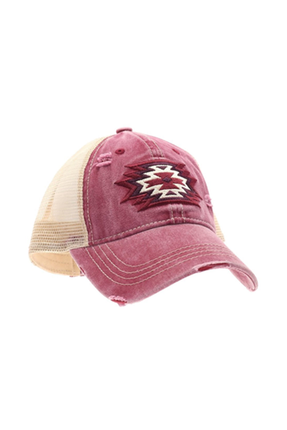 Casquette de baseball en coton vieilli à motif aztèque