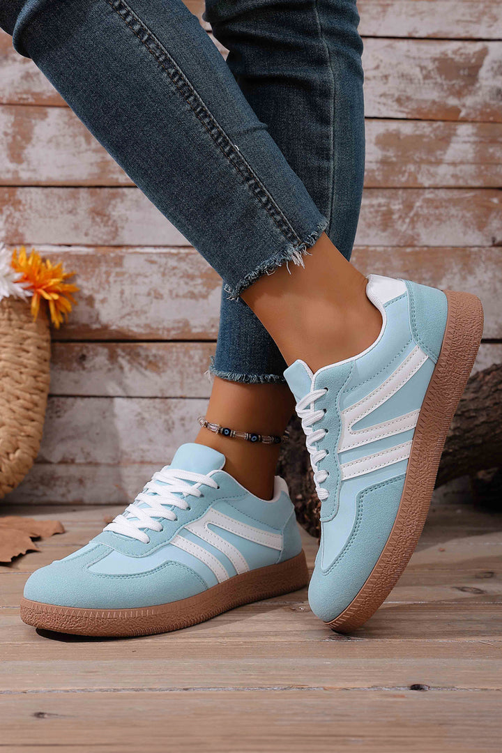 Faux Suede PU Leather Color Block Patchwork Lace-up Shoes