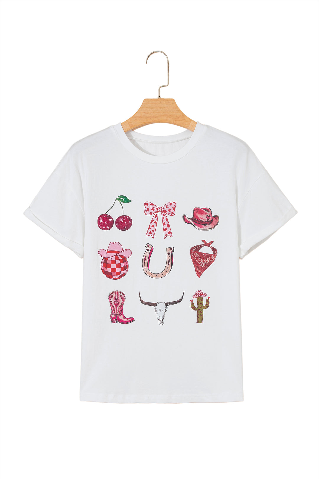 White Coquette Cowgirl Elements Printed Relaxed Tee