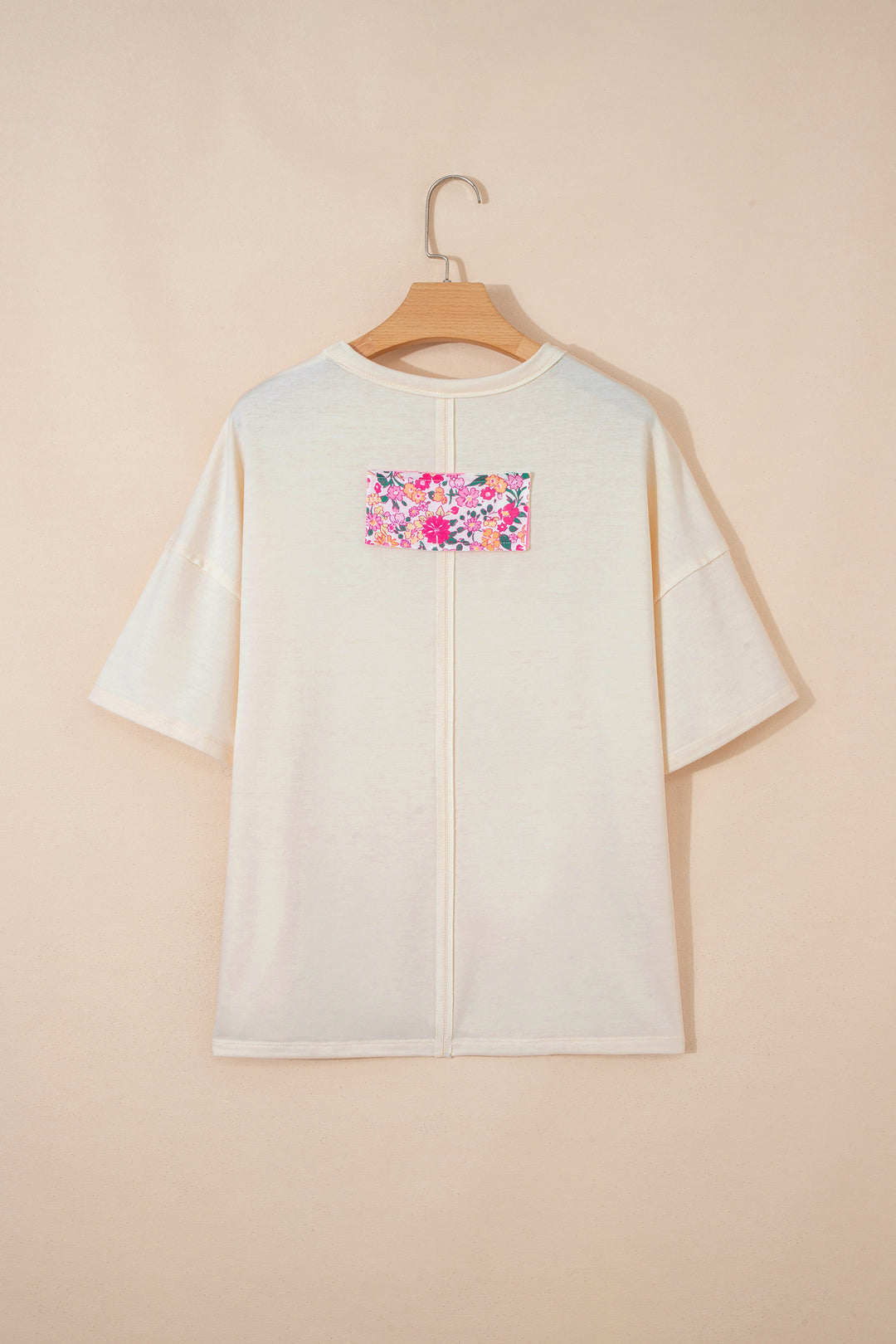 Floral Patched Raw Seam Big Flower Oversize Tee
