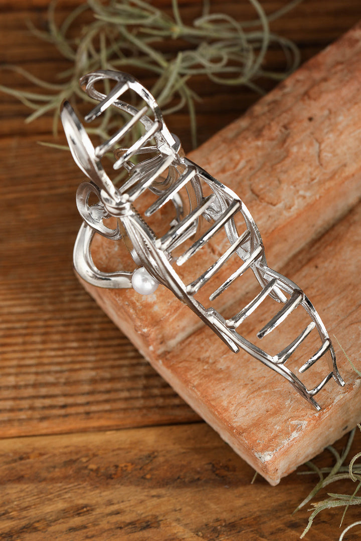 Pearl Decor Bow Knot Alloy Hair Claw Clip