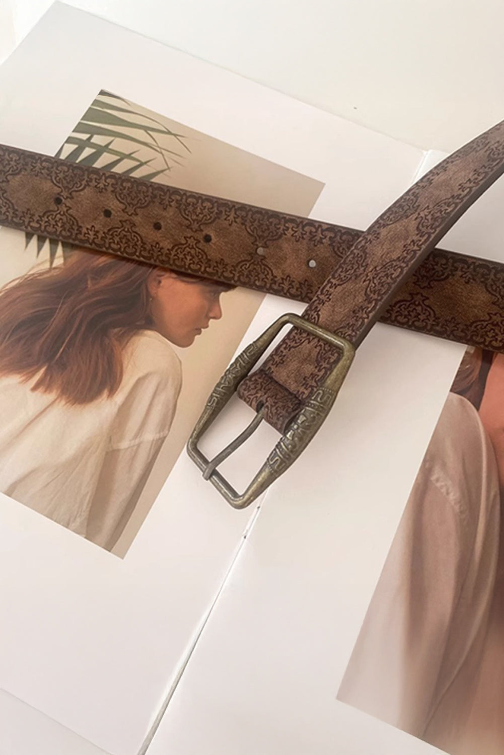 Vintage Pattern PU Leather Waist Belt