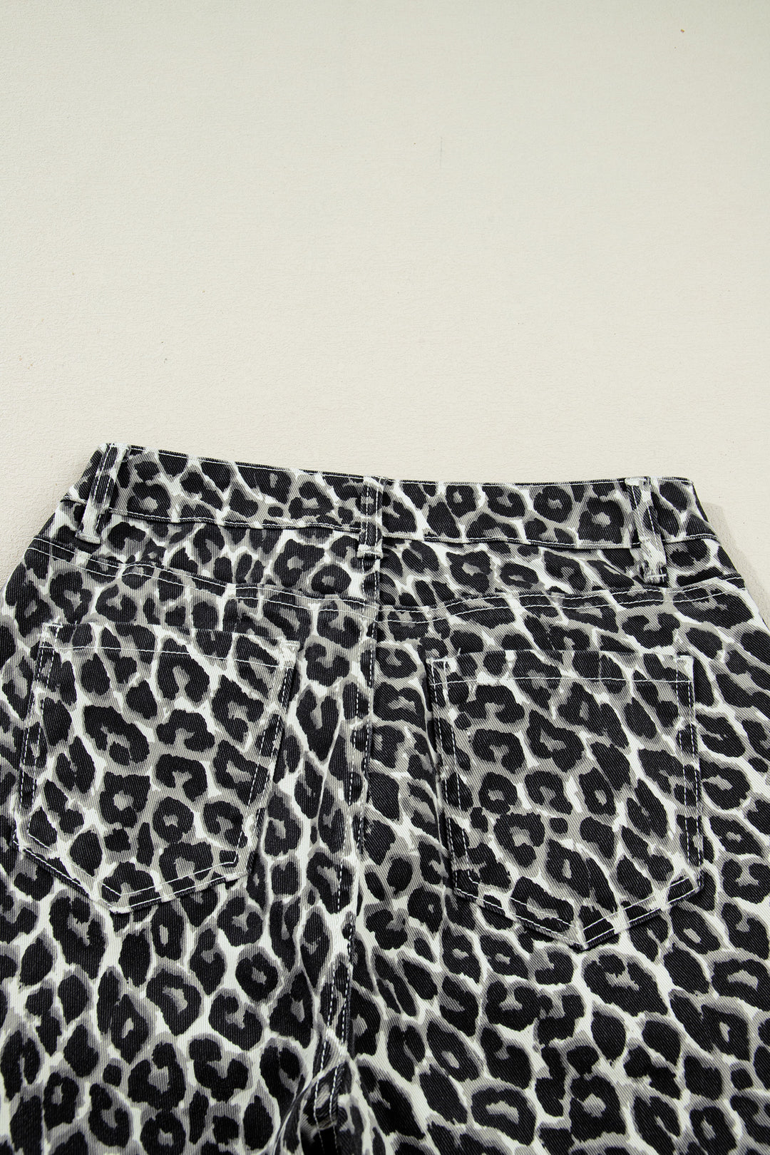 Black Leopard Print Barrel Jeans