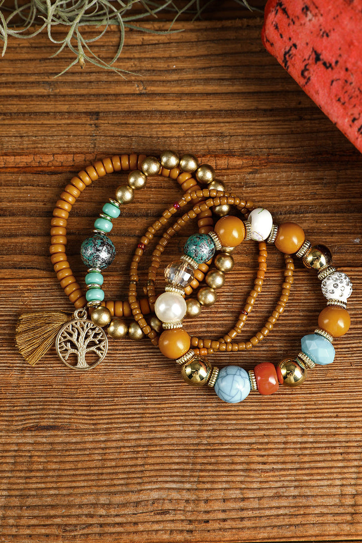 5pcs Boho Beaded Turquoise Bracelets Set