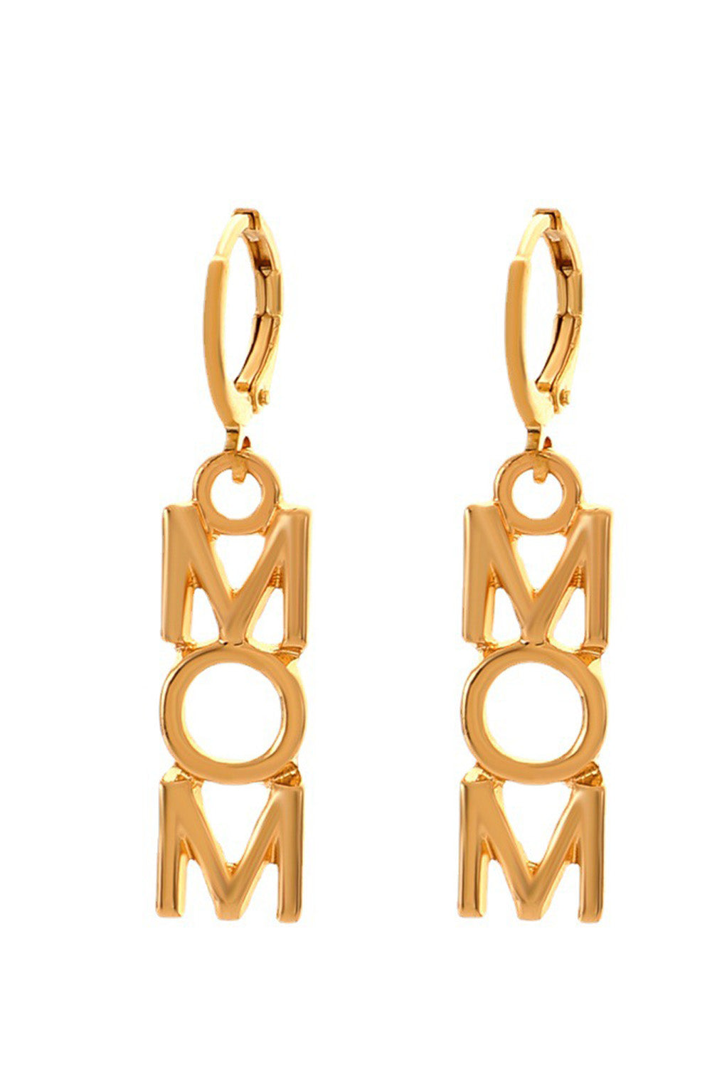 Boucles d'oreilles pendantes en alliage avec lettre MOM